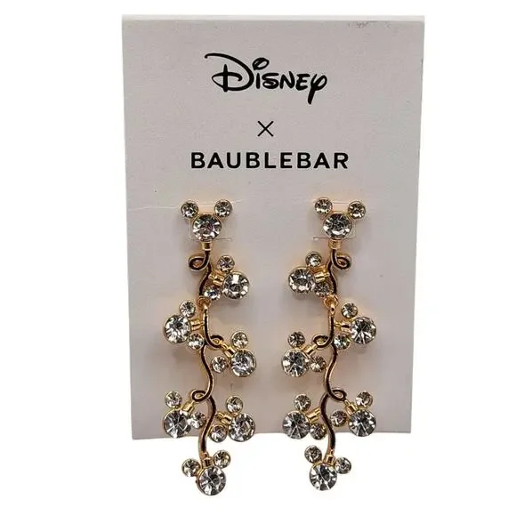 NWOT Disney x Baublebar Crystal Mickey Christmas Lights Earrings - Picture 2 of 2